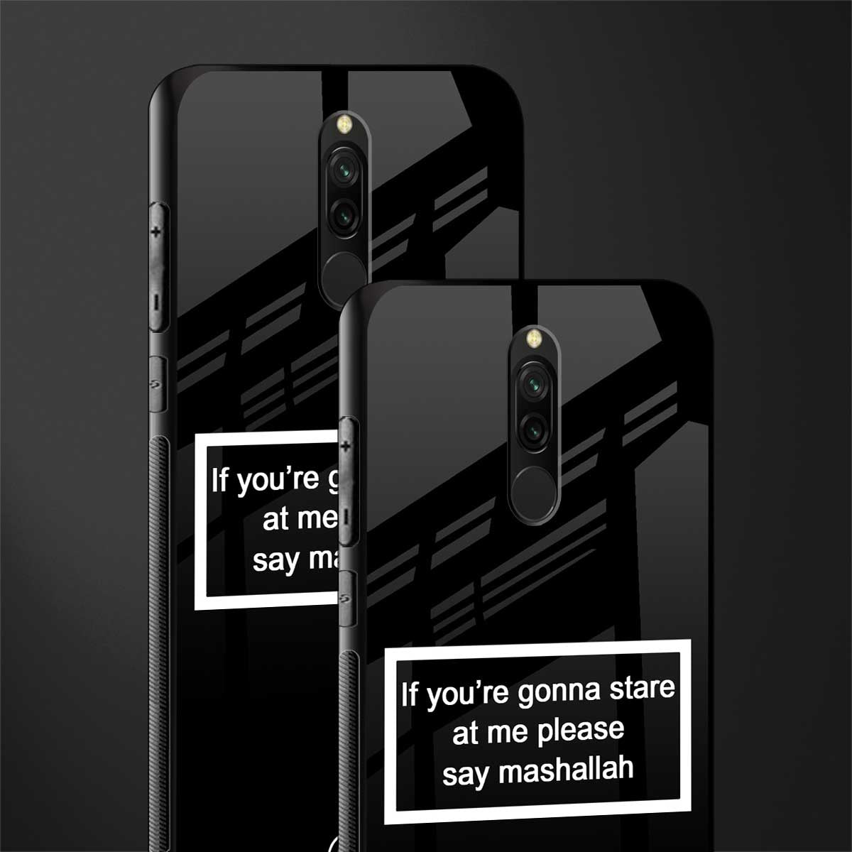 mashallah black edition glass case for redmi 8 image-2