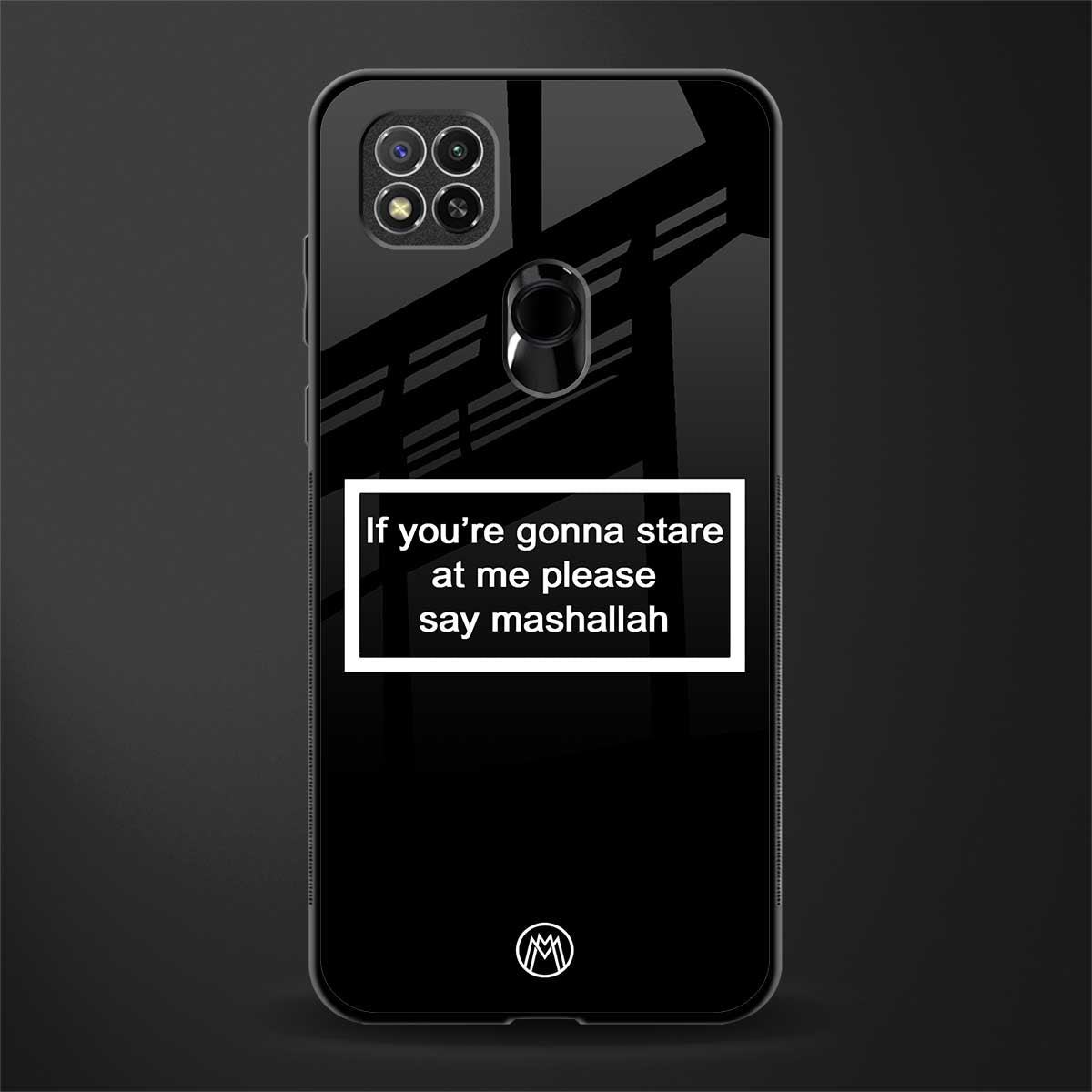 mashallah black edition glass case for redmi 9c image