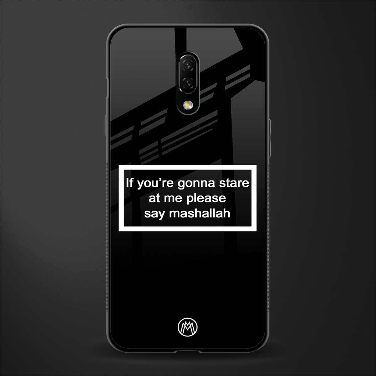 mashallah black edition glass case for oneplus 7 image