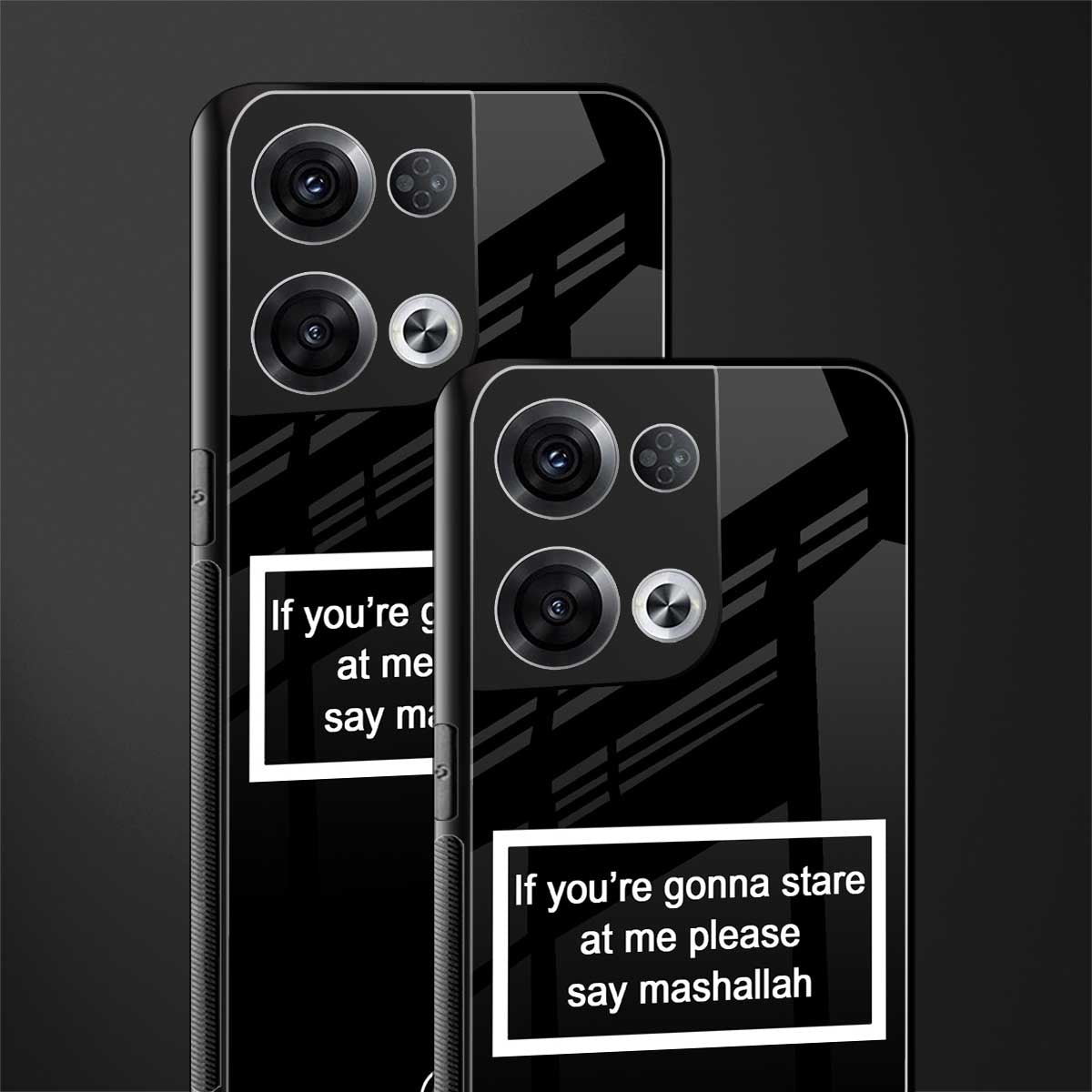 mashallah black edition back phone cover | glass case for oppo reno 8 pro