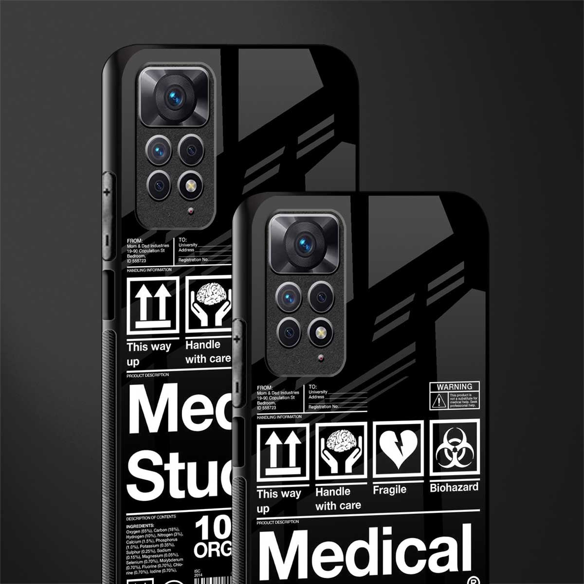 medical student back phone cover | glass case for redmi note 11 pro plus 4g/5g