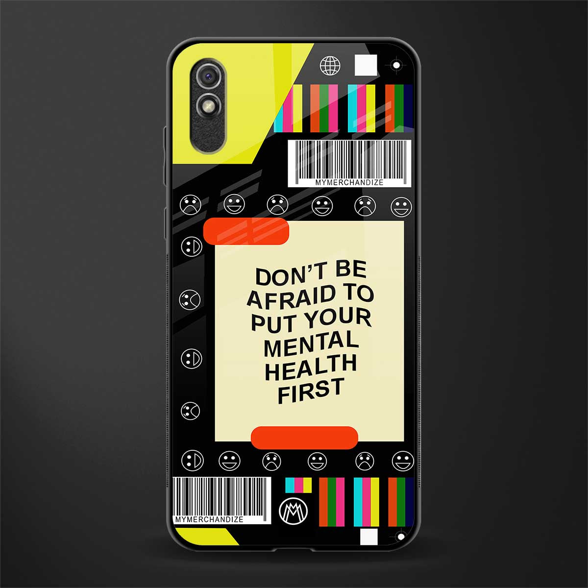 mental health glass case for redmi 9i image