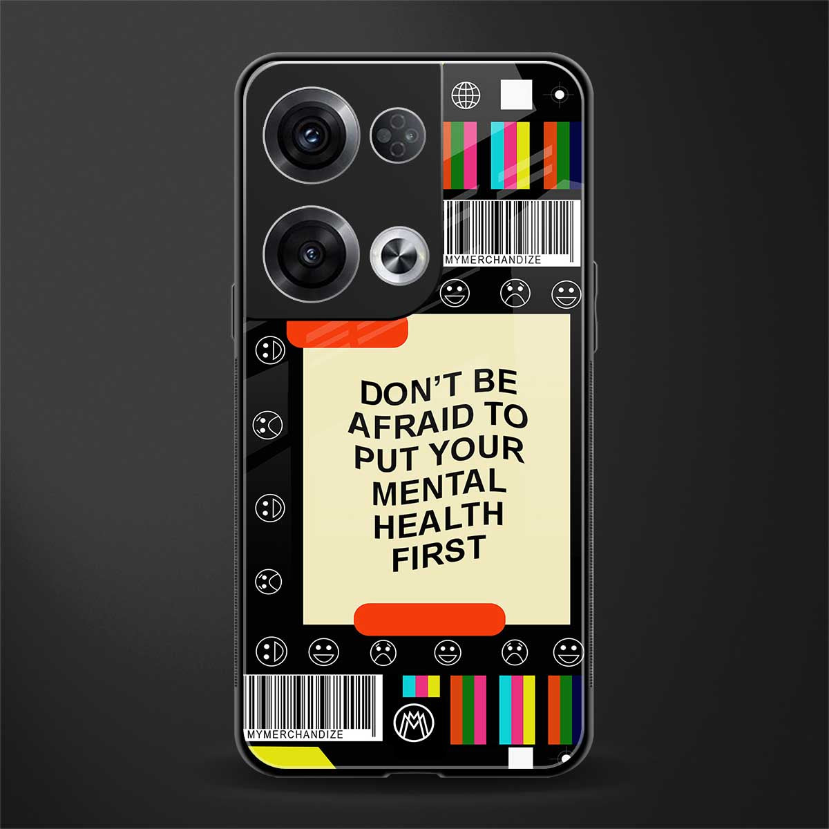 mental health back phone cover | glass case for oppo reno 8