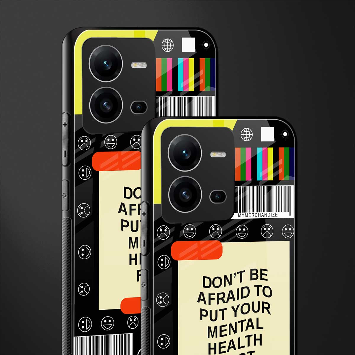 mental health back phone cover | glass case for vivo v25-5g