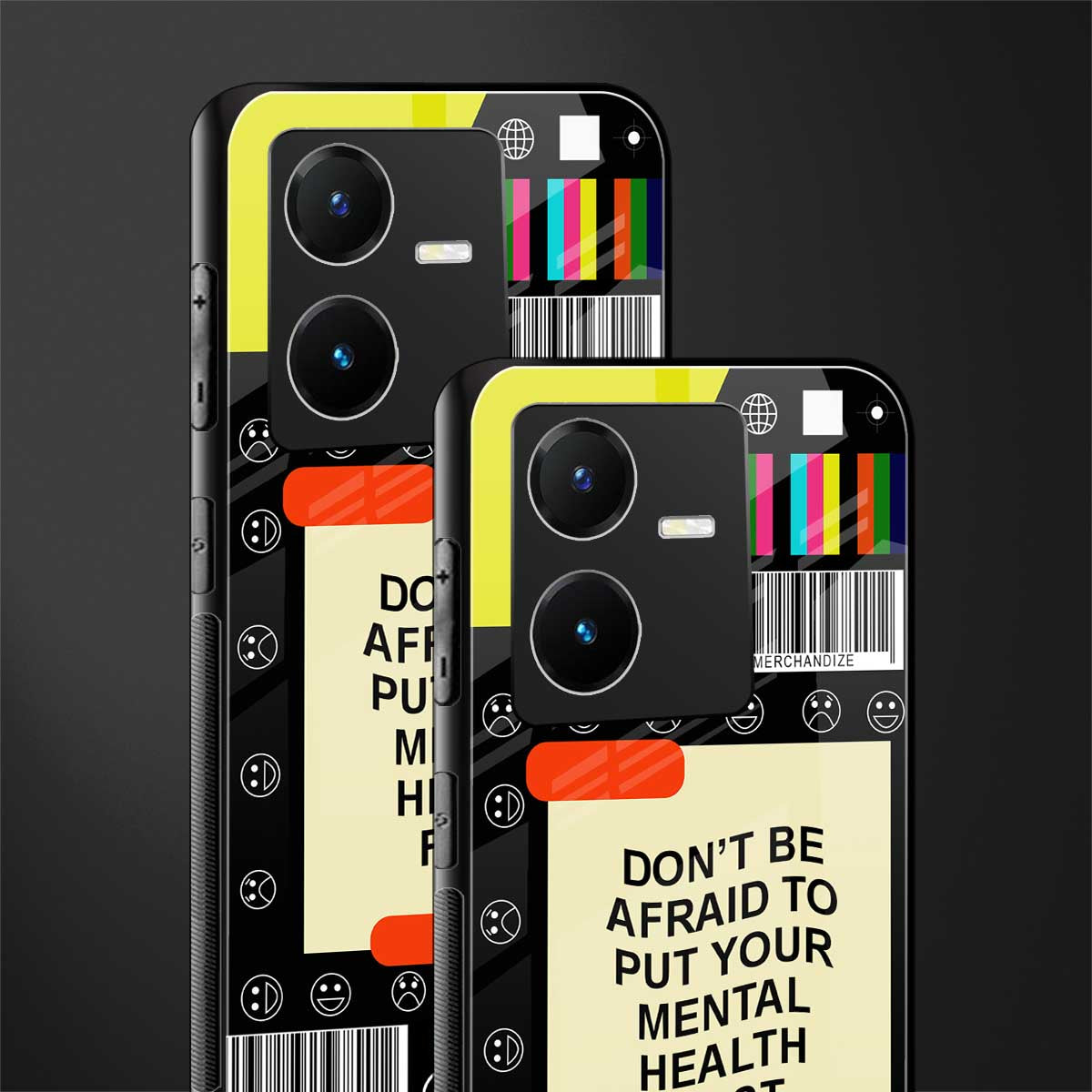 mental health back phone cover | glass case for vivo y22