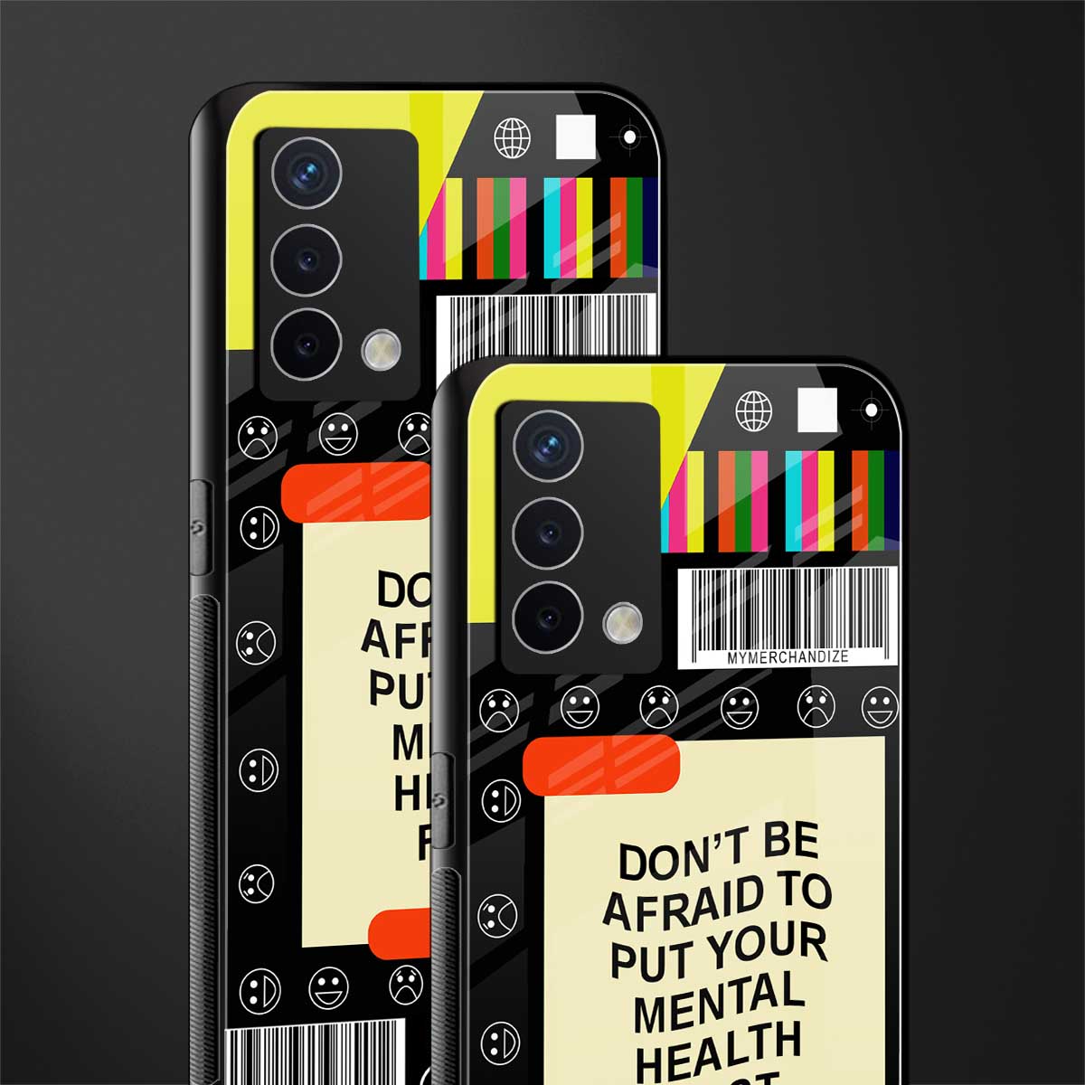 mental health back phone cover | glass case for oppo a74 4g