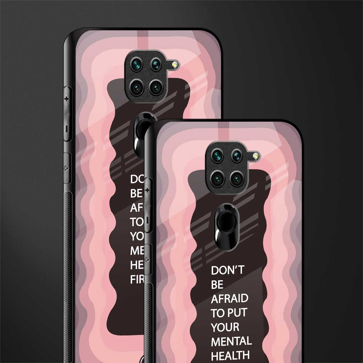 mental health first glass case for redmi note 9