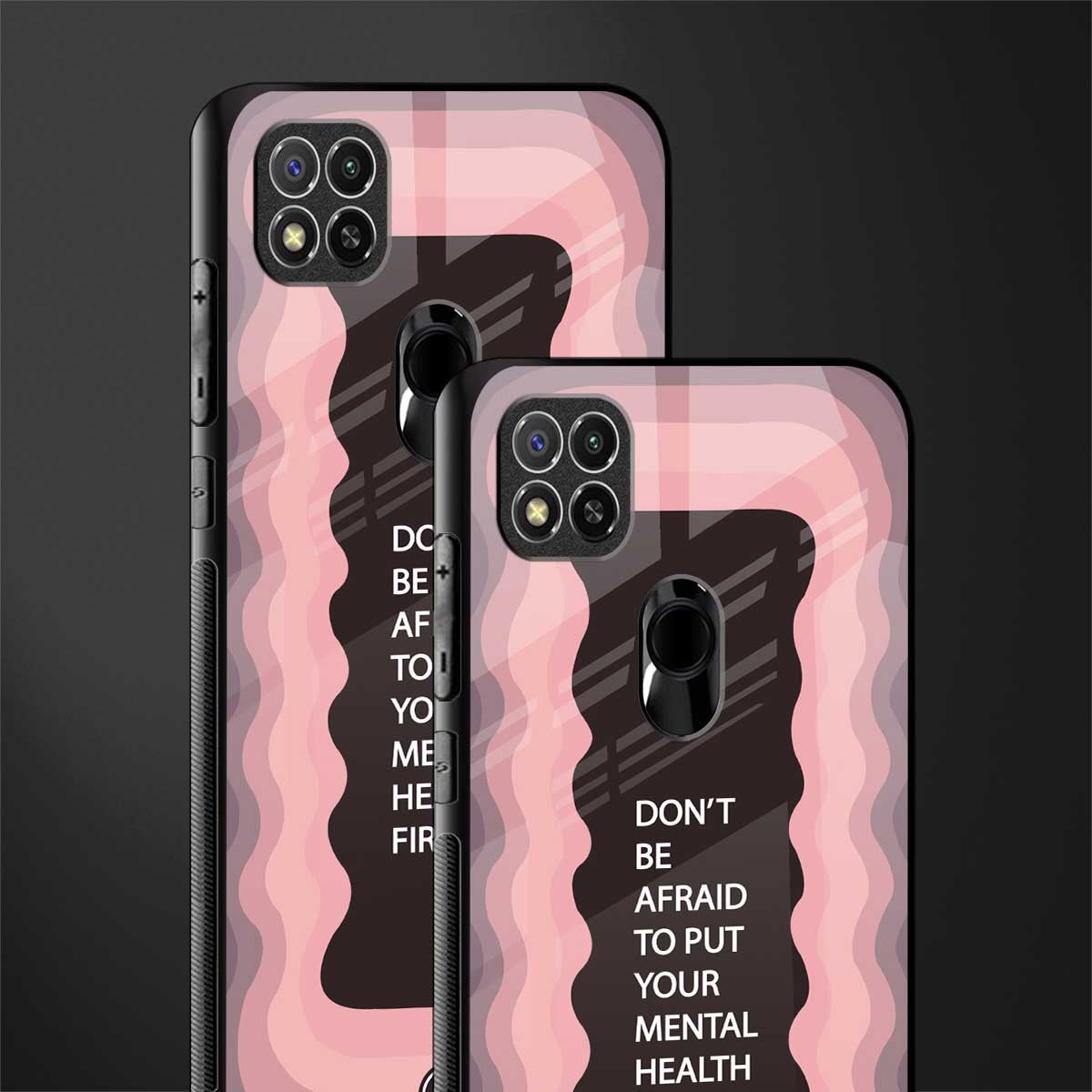 mental health first glass case for redmi 9