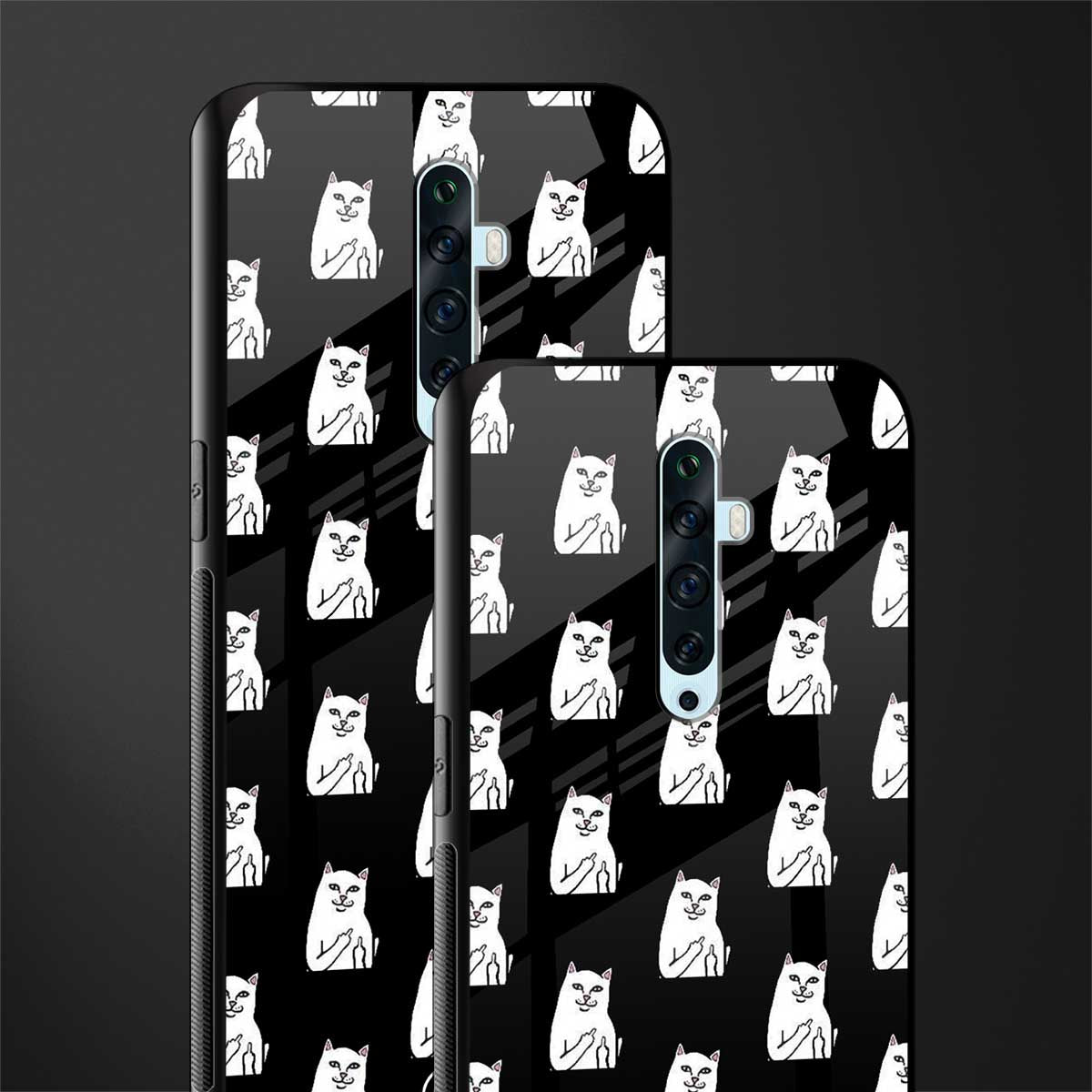 middle finger cat meme glass case for oppo reno 2z image-2