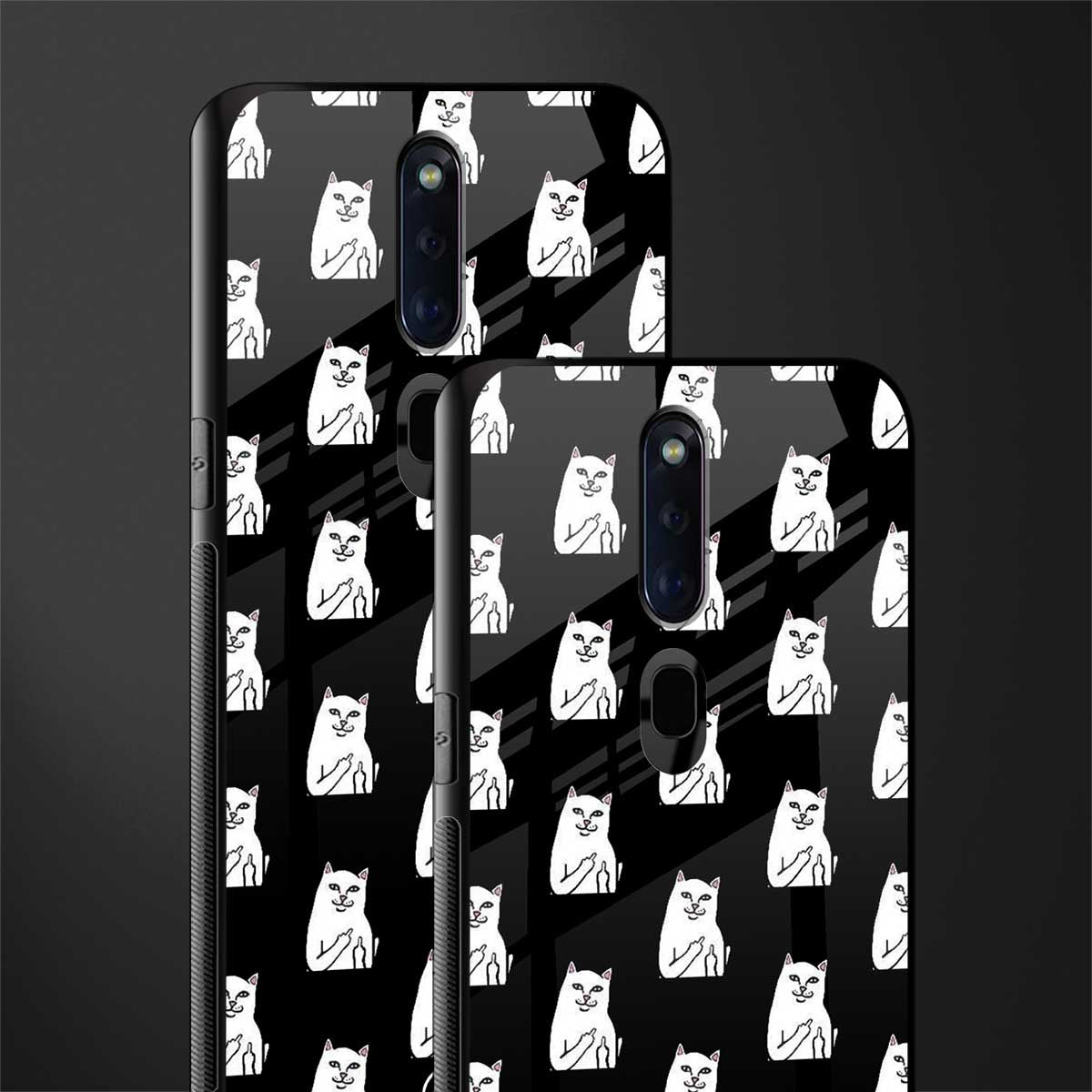 middle finger cat meme glass case for oppo f11 pro image-2