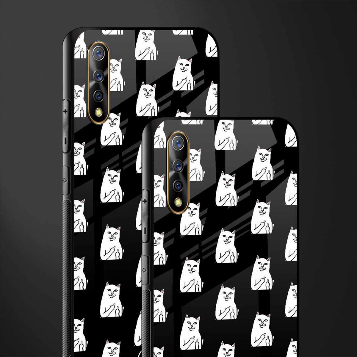 middle finger cat meme glass case for vivo s1 image-2