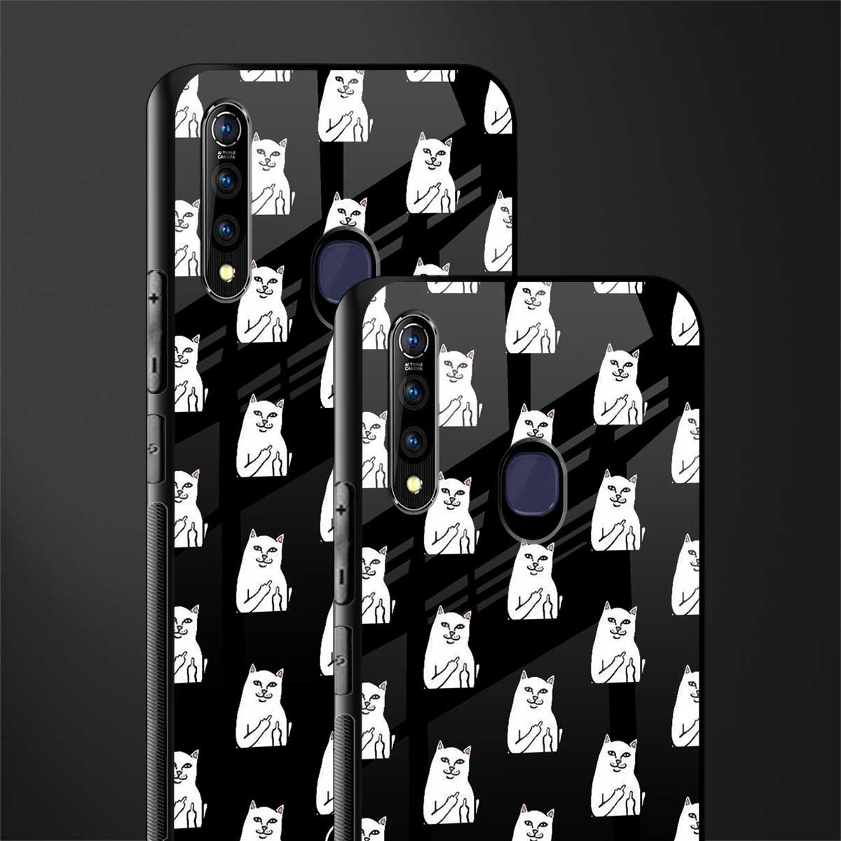 middle finger cat meme glass case for vivo z1 pro image-2