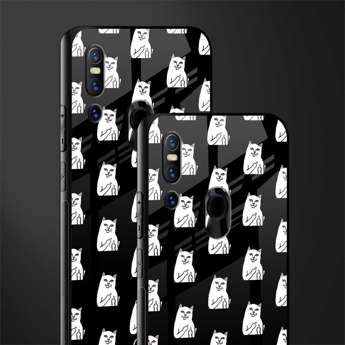 middle finger cat meme glass case for vivo v15 image-2