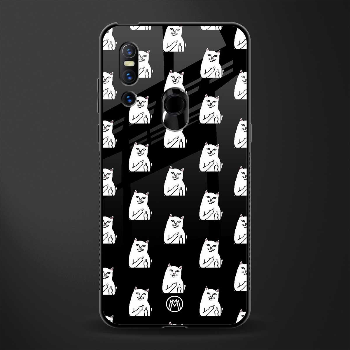 middle finger cat meme glass case for vivo v15 image