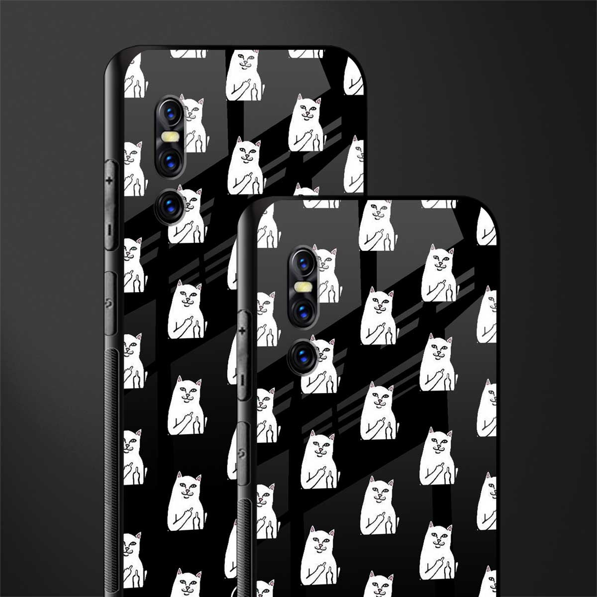 middle finger cat meme glass case for vivo v15 pro image-2