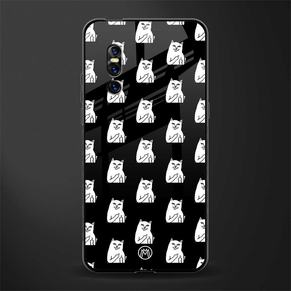 middle finger cat meme glass case for vivo v15 pro image