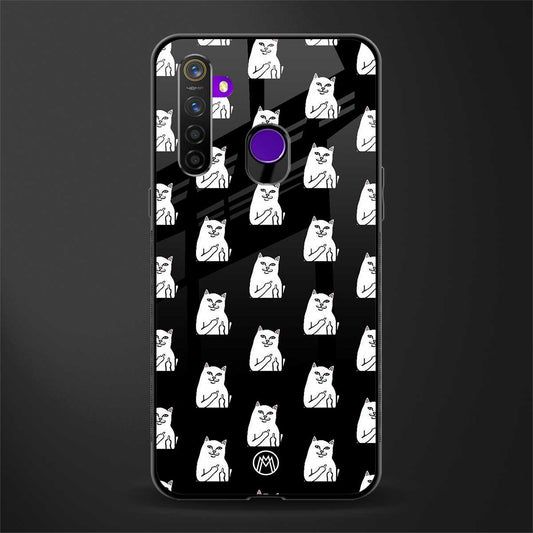 middle finger cat meme glass case for realme 5 pro image