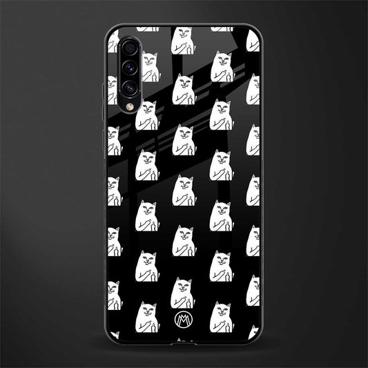 middle finger cat meme glass case for samsung galaxy a50 image