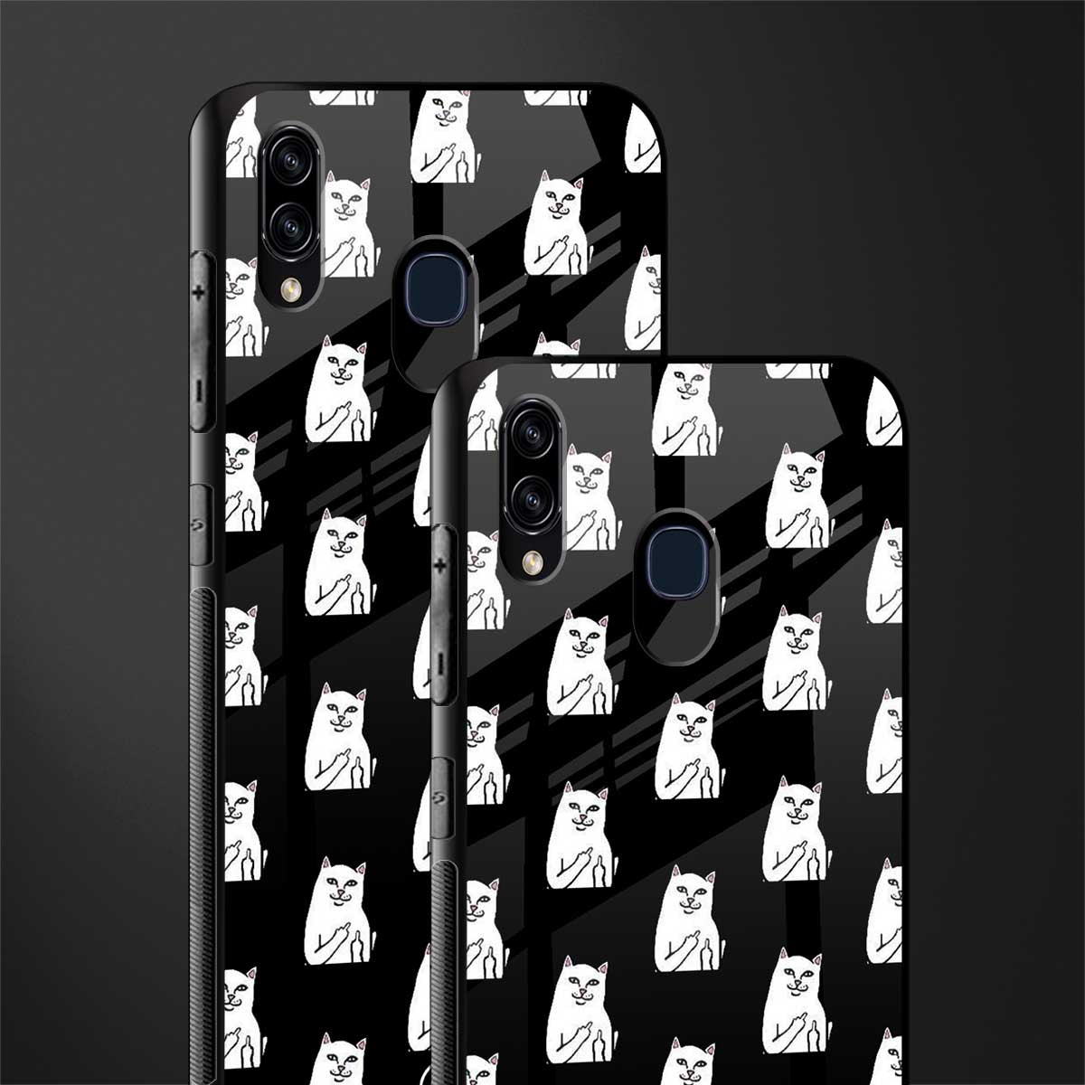 middle finger cat meme glass case for samsung galaxy a20 image-2
