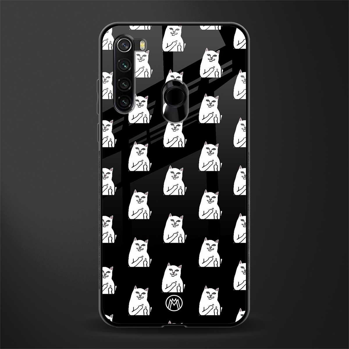 middle finger cat meme glass case for redmi note 8 image