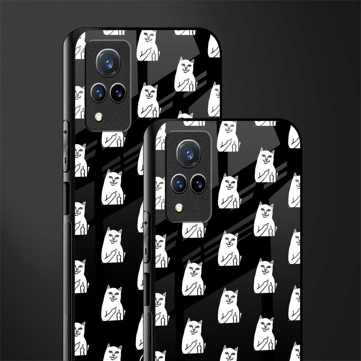 middle finger cat meme glass case for vivo v21 5g image-2