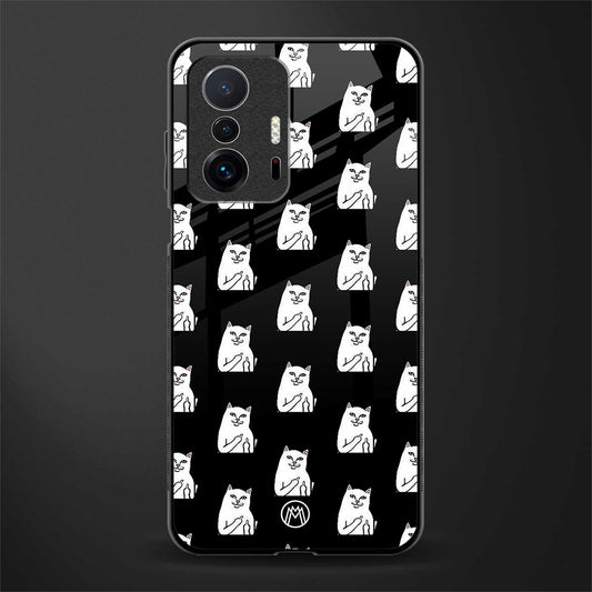 middle finger cat meme glass case for mi 11t pro 5g image