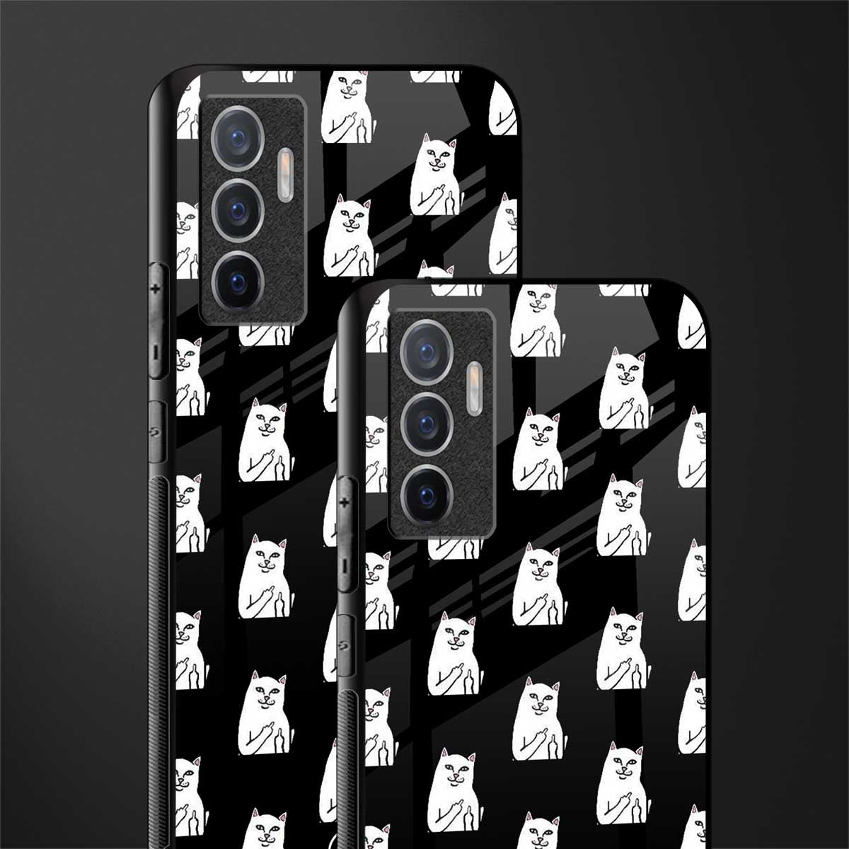 middle finger cat meme glass case for vivo v23e image-2