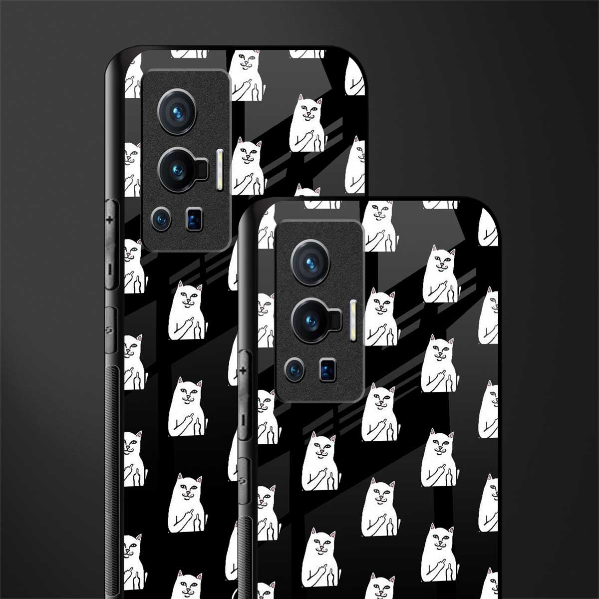 middle finger cat meme glass case for vivo x70 pro image-2