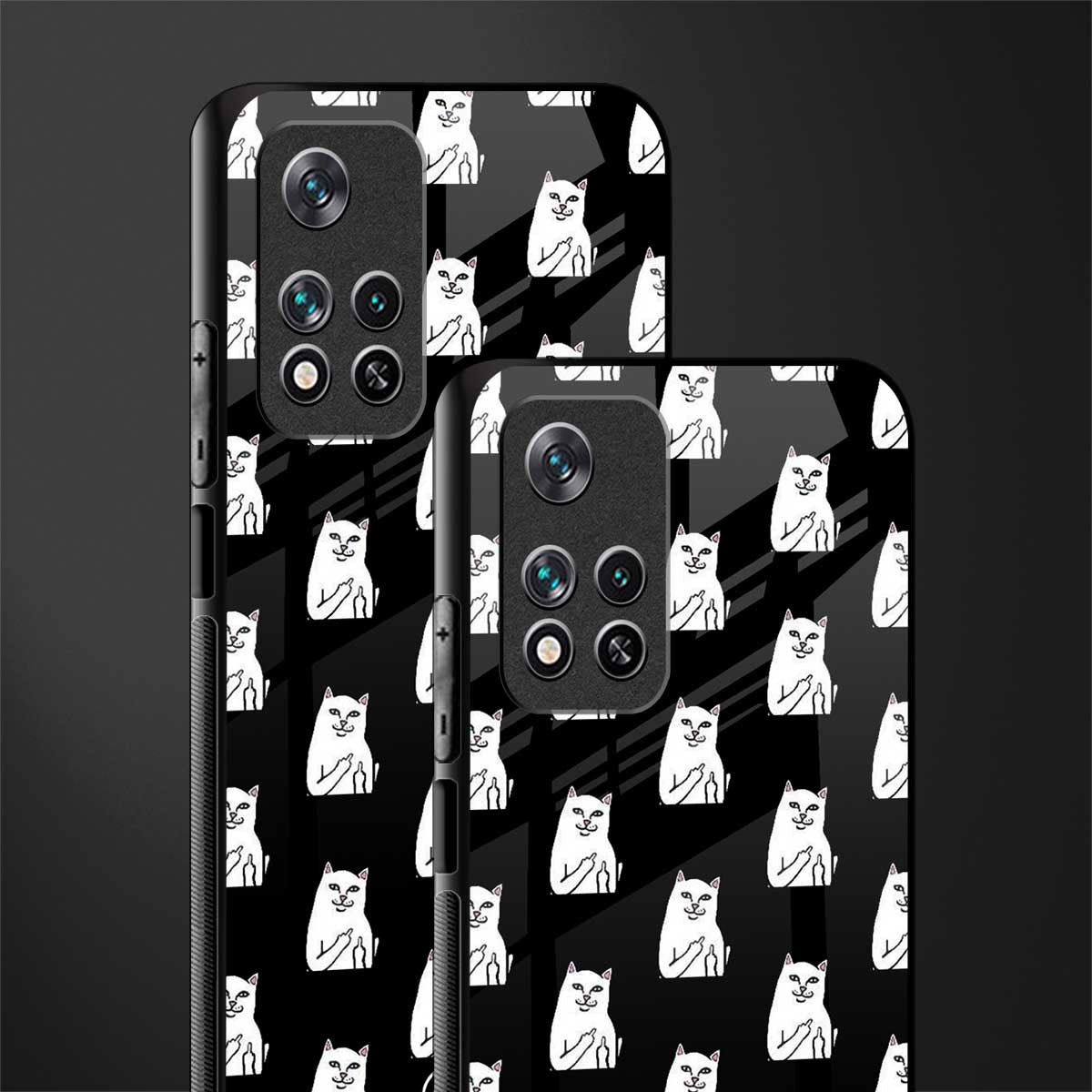 middle finger cat meme glass case for poco m4 pro 5g image-2