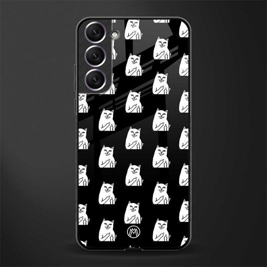 middle finger cat meme glass case for samsung galaxy s22 5g image