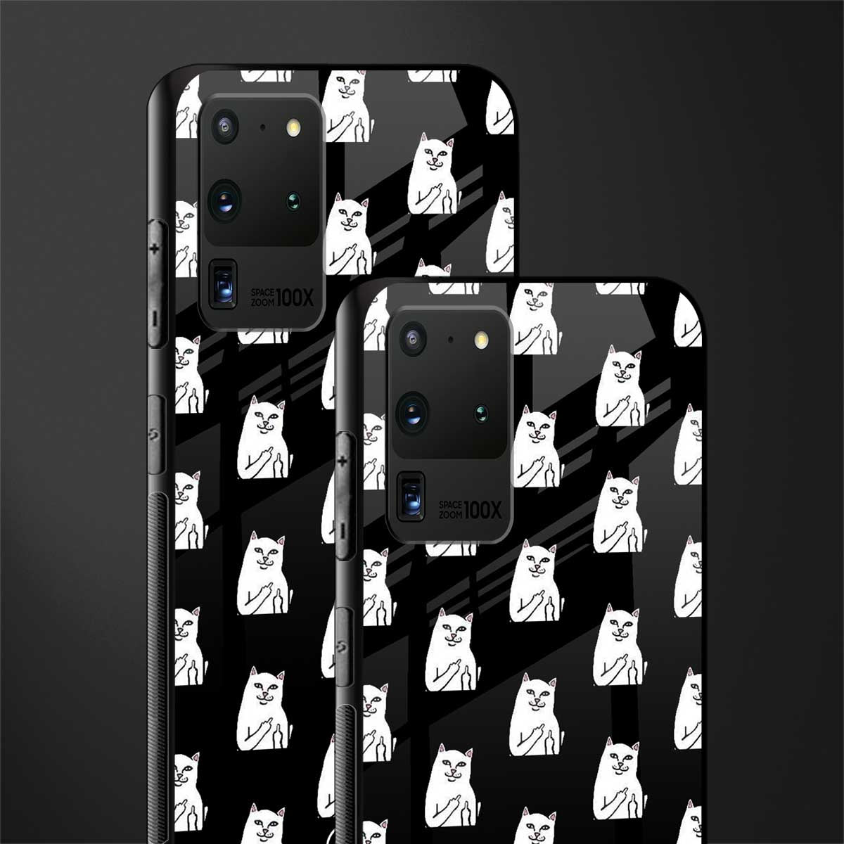 middle finger cat meme glass case for samsung galaxy s20 ultra image-2