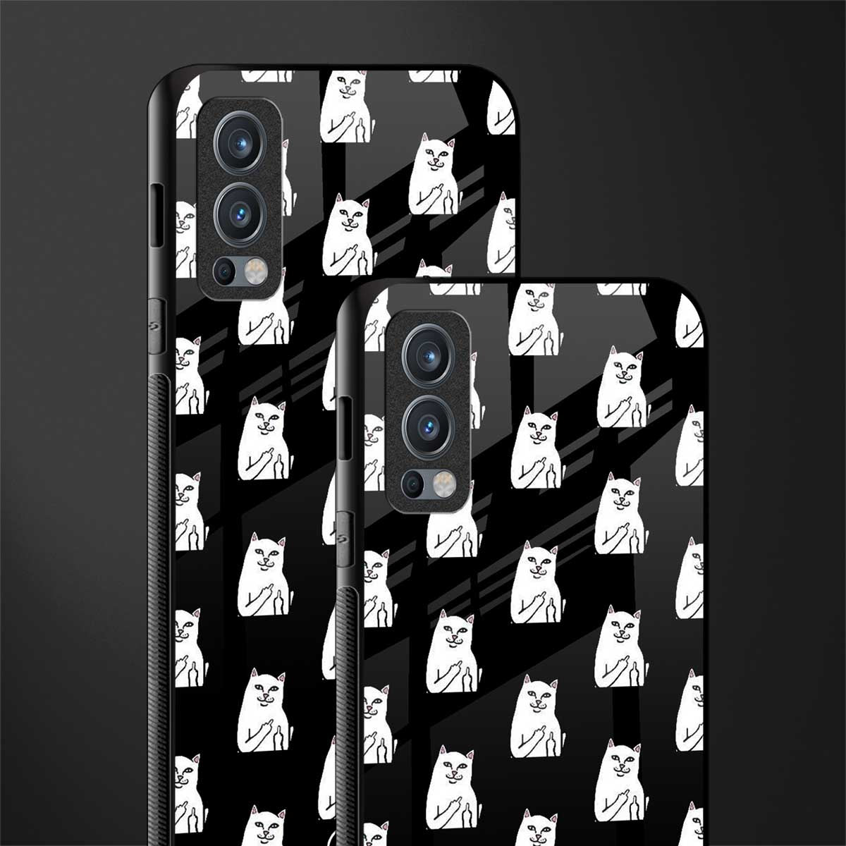 middle finger cat meme glass case for oneplus nord 2 5g image-2