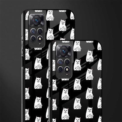 middle finger cat meme glass case for redmi note 11s image-2