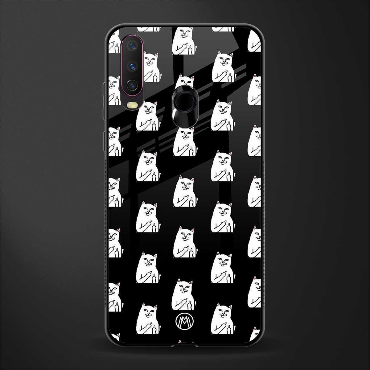 middle finger cat meme glass case for vivo y12 image