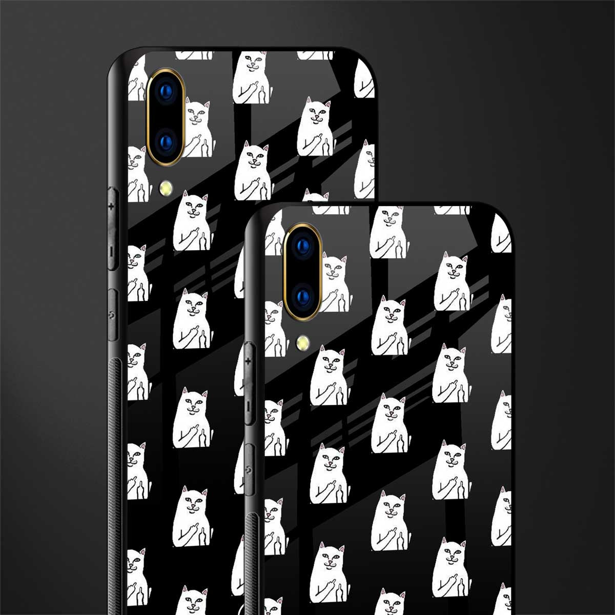 middle finger cat meme glass case for vivo v11 pro image-2