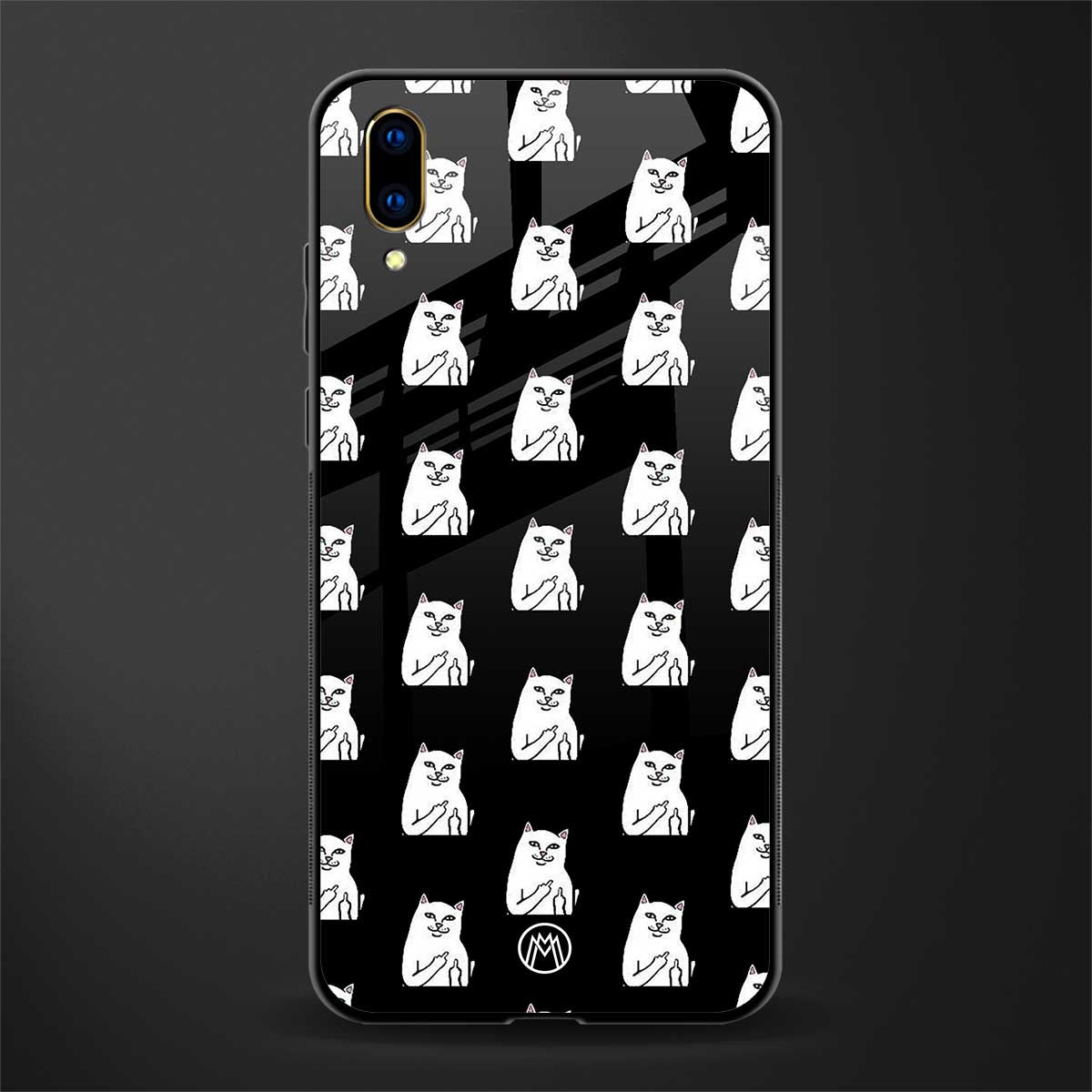middle finger cat meme glass case for vivo v11 pro image