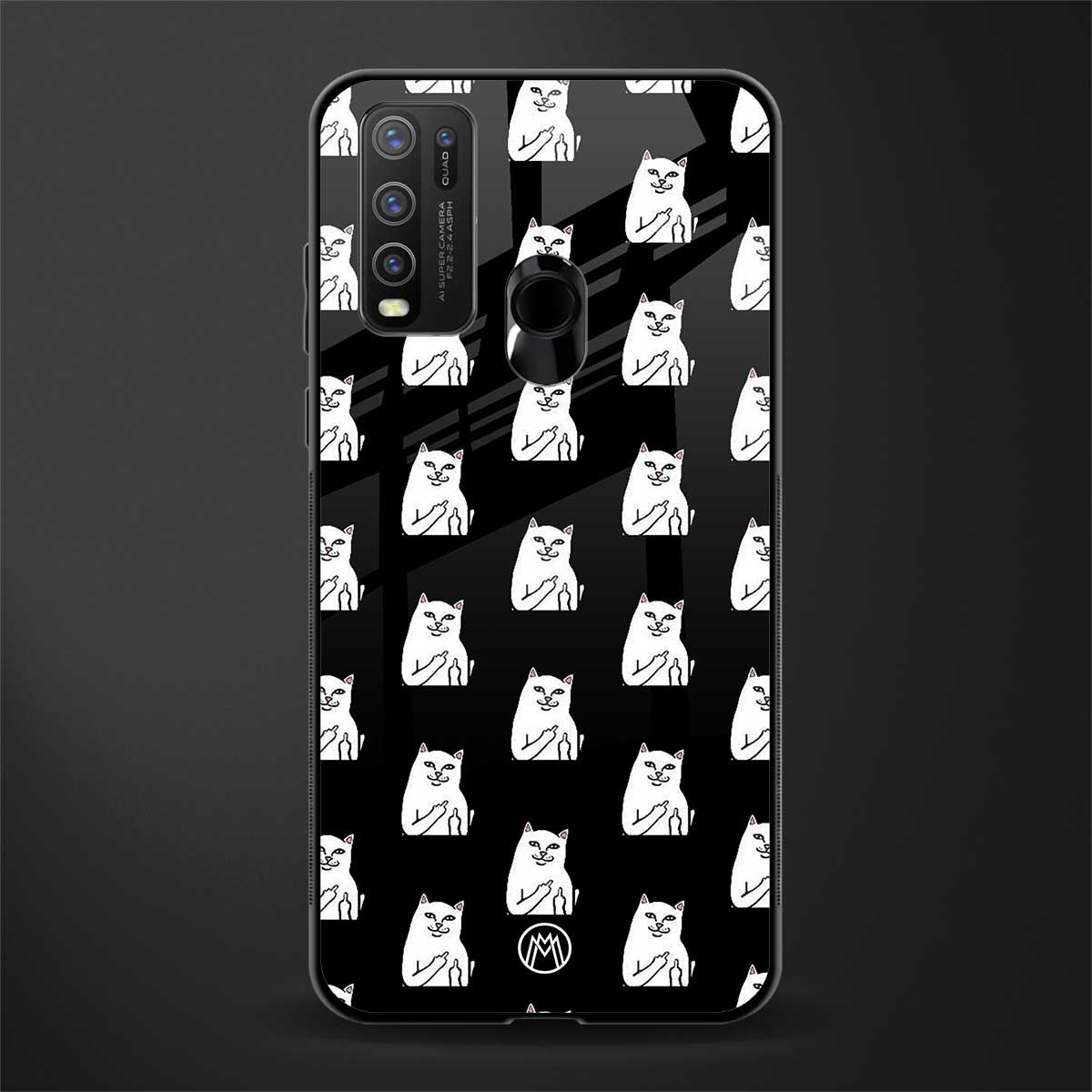 middle finger cat meme glass case for vivo y50 image