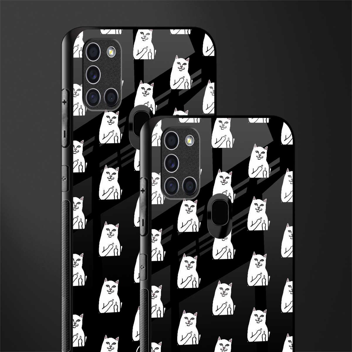 middle finger cat meme glass case for samsung galaxy a21s image-2