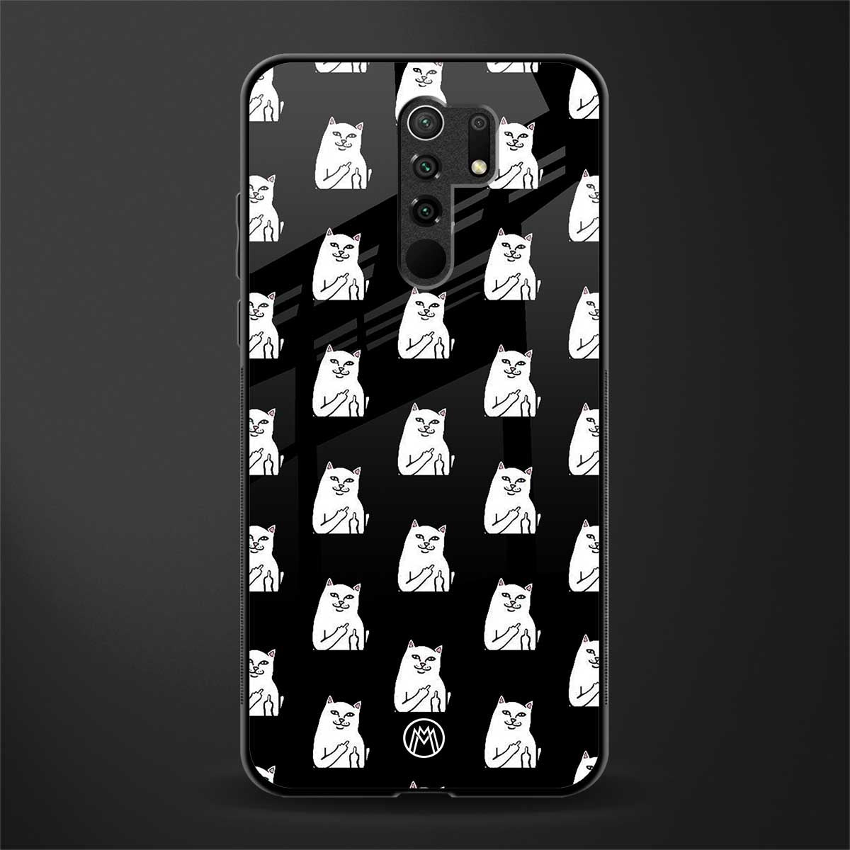 middle finger cat meme glass case for redmi 9 prime image