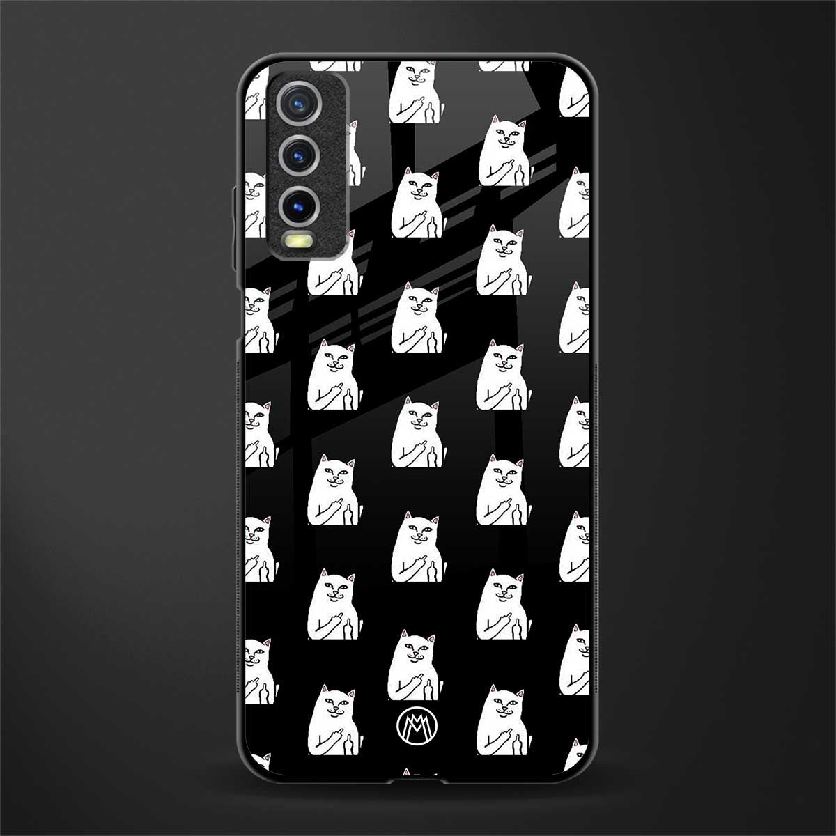 middle finger cat meme glass case for vivo y20i vivo y20t image