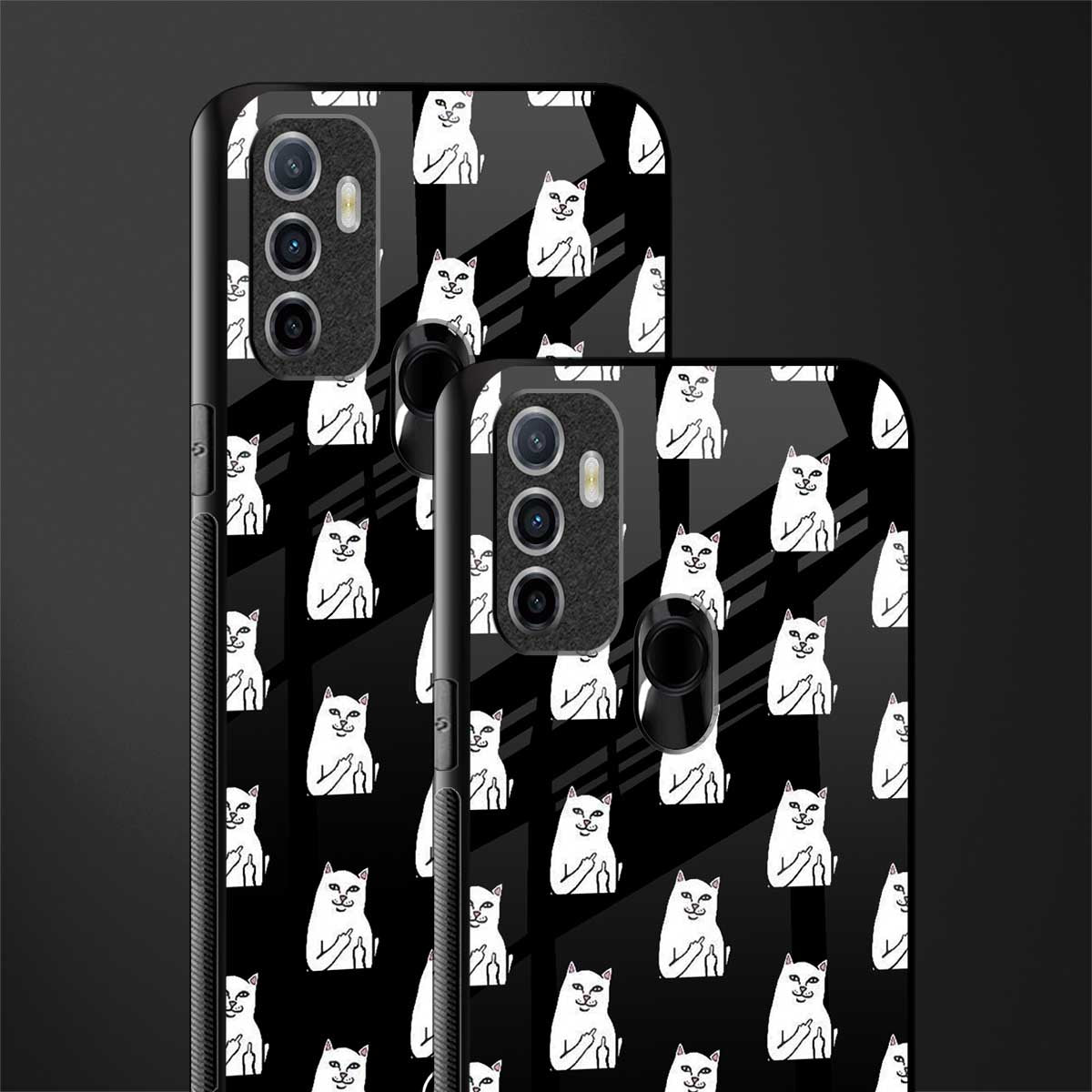 middle finger cat meme glass case for oppo a53 image-2