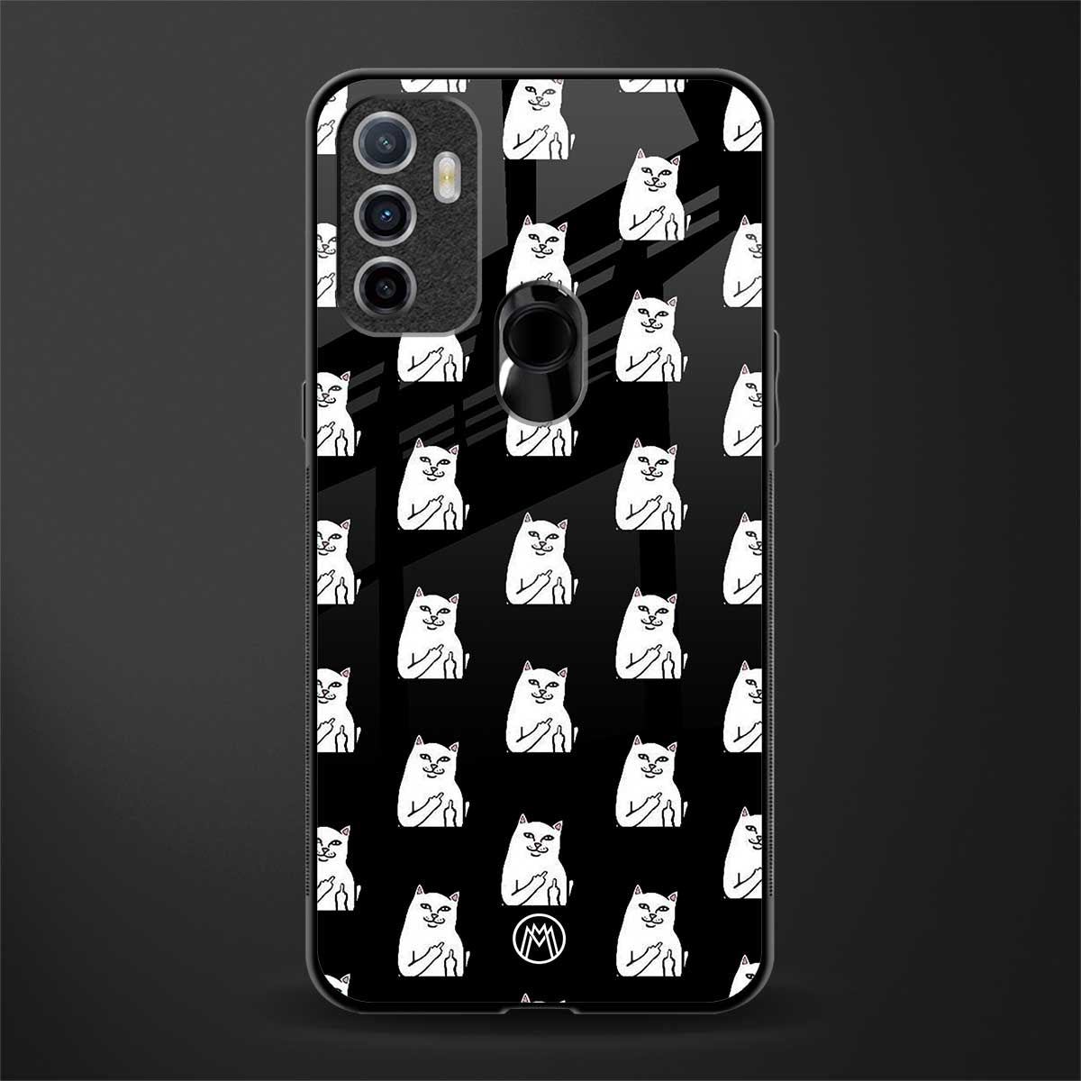 middle finger cat meme glass case for oppo a53 image