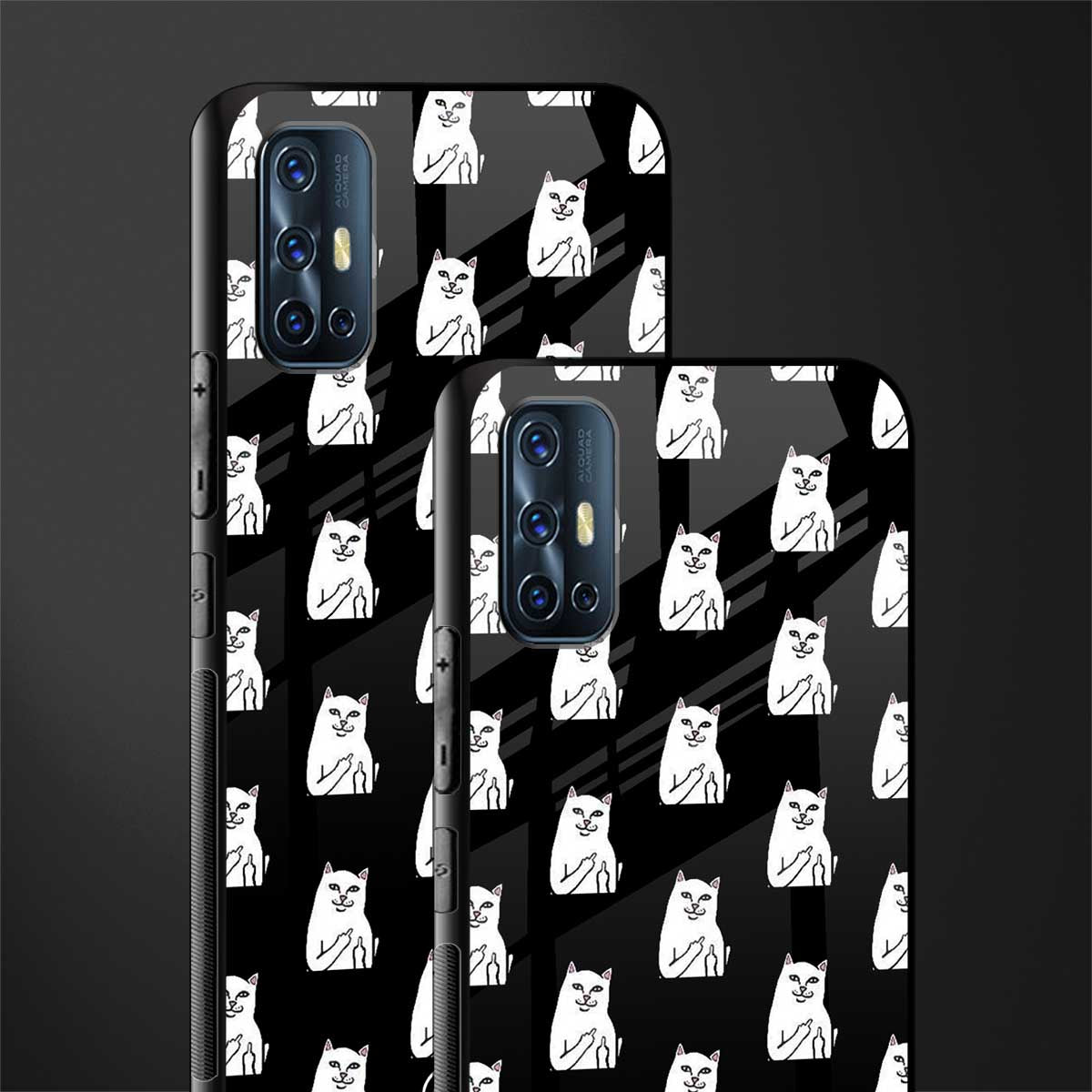 middle finger cat meme glass case for vivo v17 image-2