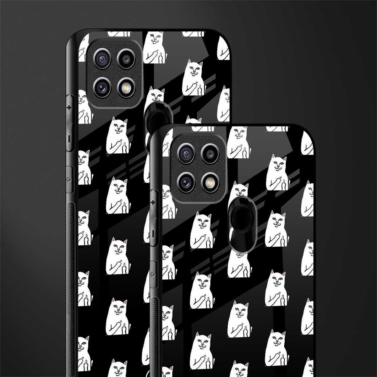 middle finger cat meme glass case for oppo a15s image-2