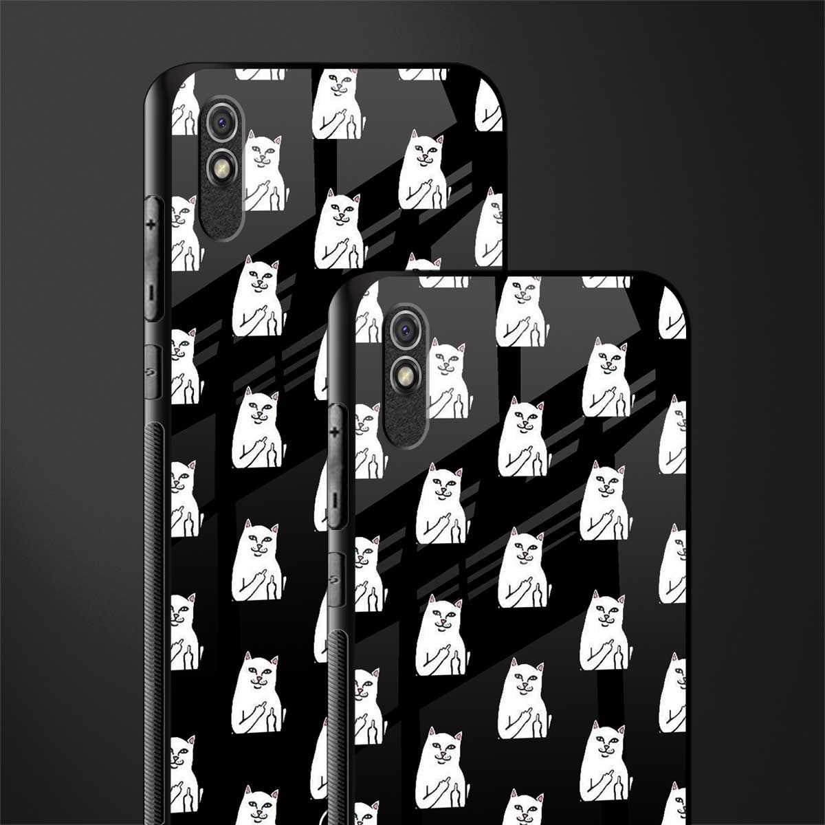 middle finger cat meme glass case for redmi 9a image-2