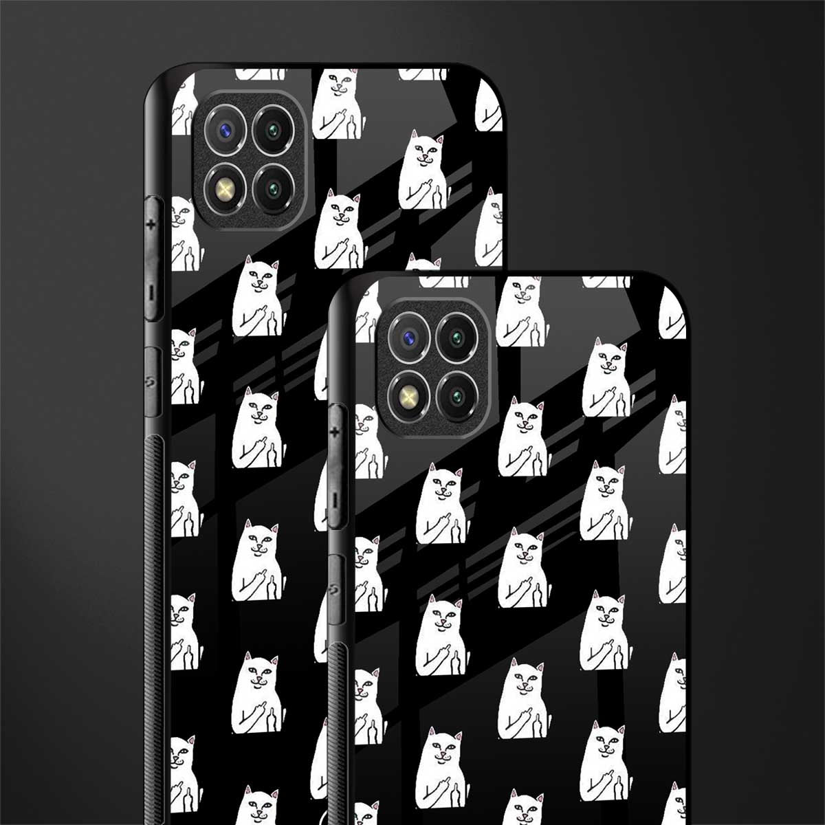 middle finger cat meme glass case for poco c3 image-2