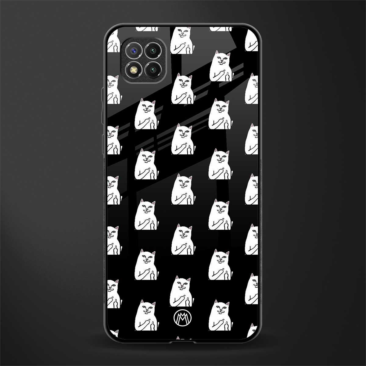 middle finger cat meme glass case for poco c3 image