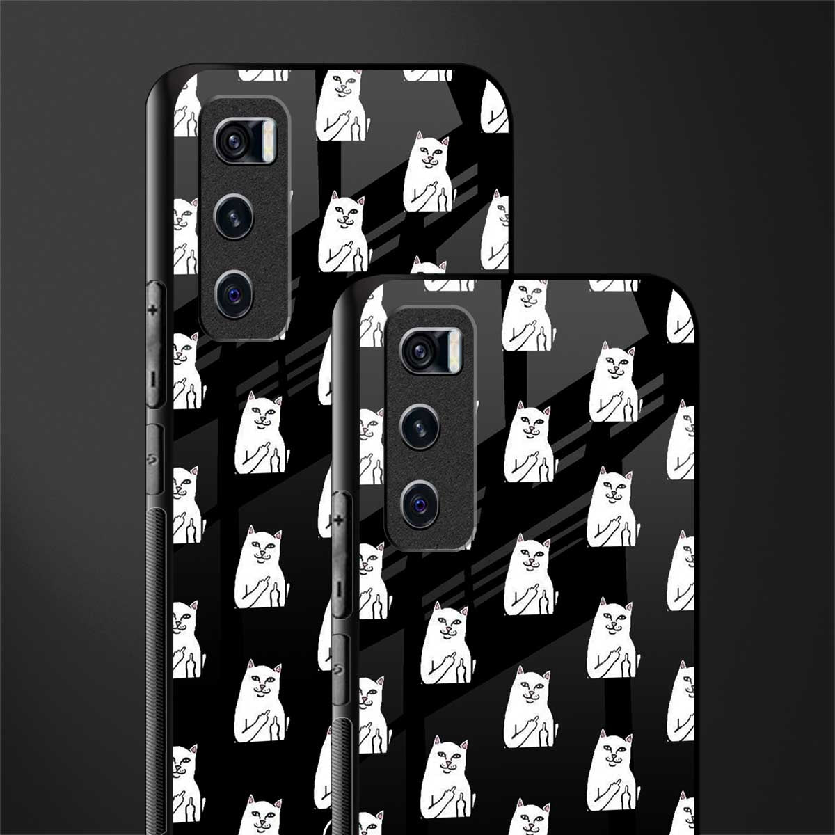middle finger cat meme glass case for vivo v20 se image-2