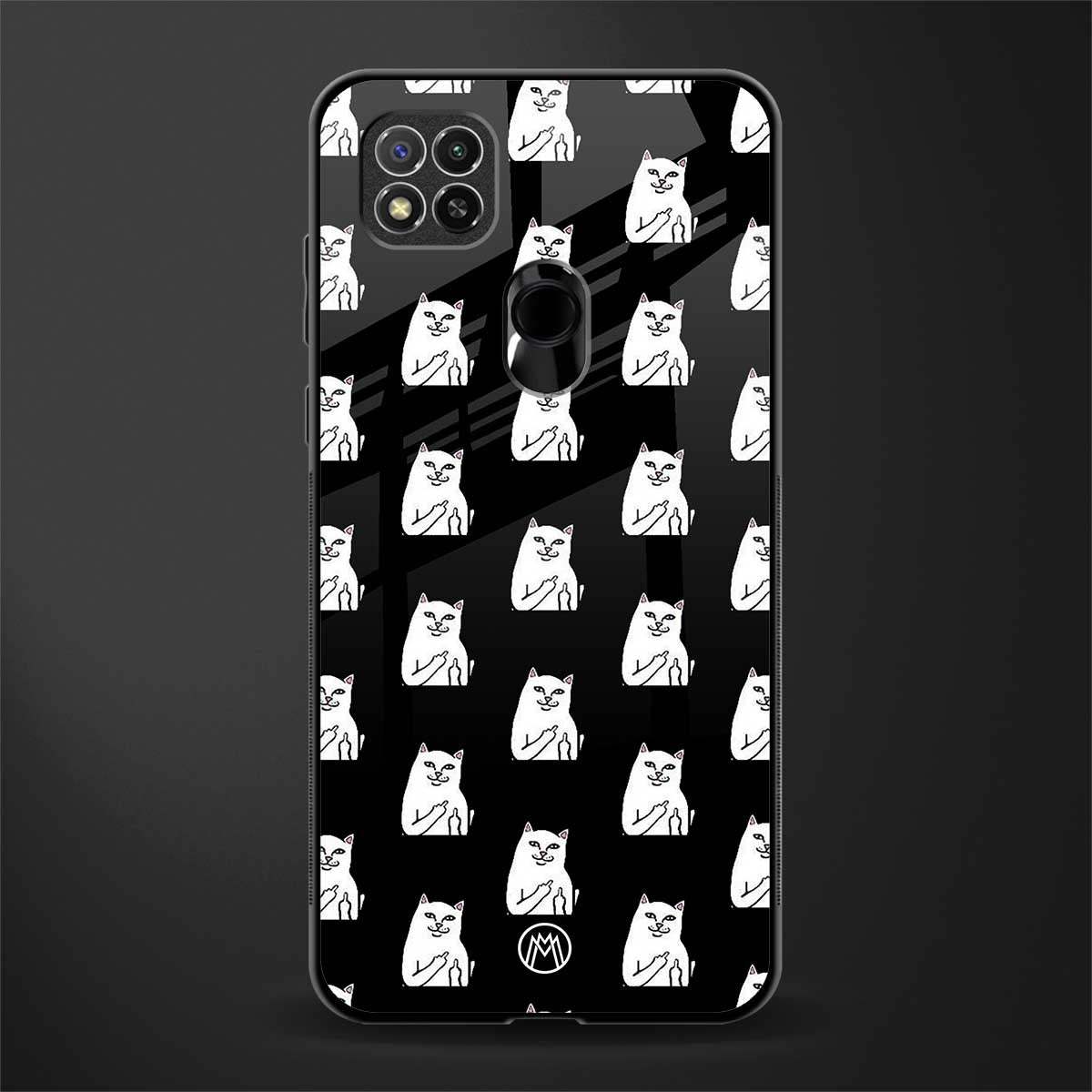 middle finger cat meme glass case for redmi 9c image