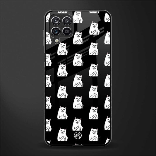 middle finger cat meme glass case for samsung galaxy m42 5g image